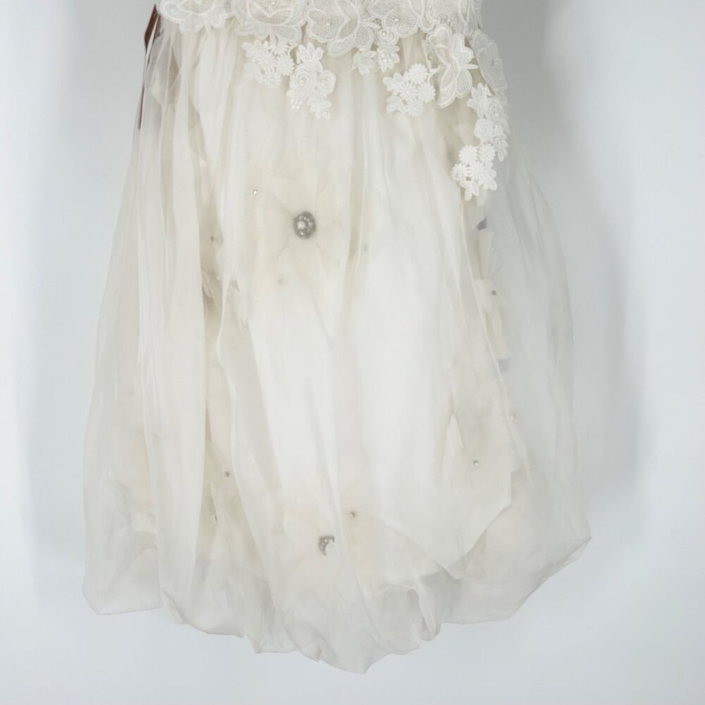 NWT BHLDN Anthropologie Bryn Floral Lace Tulle Skirt Strapless Bridal Mini Dress - Picture 7 of 14